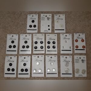 Vtg. Lansing Buttons Lot Of 15 Cards Sewing Various Sizes & Styles *Some Partial